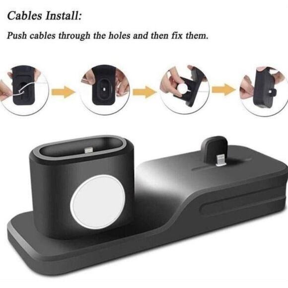 Isopeen 3-in-1 Multi-Function Desktop Charging Station - Black - Picture 12 of 12